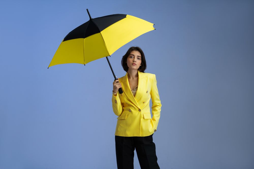 картинка Квадратный зонт-трость Octagon, черный с желтым от магазина Одежда+