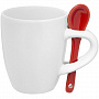картинка Кофейная кружка Pairy с ложкой, белая с красной от магазина Одежда+