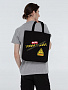 картинка Холщовая сумка с термонаклейками Cautions, черная от магазина Одежда+