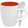 картинка Кофейная кружка Pairy с ложкой, оранжевая с белой от магазина Одежда+