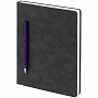 картинка Ежедневник Magnet Chrome с ручкой, серый с фиолетовым от магазина Одежда+