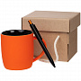 картинка Набор Color Block: кружка и ручка, оранжевый с черным от магазина Одежда+