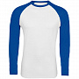 картинка Футболка мужская с длинным рукавом Funky Lsl, белая с ярко-синим от магазина Одежда+