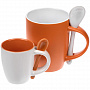 картинка Кофейная кружка Pairy с ложкой, белая с оранжевой от магазина Одежда+