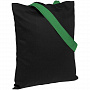 картинка Холщовая сумка BrighTone, черная с зелеными ручками от магазина Одежда+