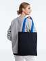 картинка Холщовая сумка BrighTone, черная с ярко-синими ручками от магазина Одежда+