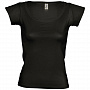 картинка Футболка женская Melrose 150 с глубоким вырезом, черная от магазина Одежда+