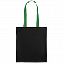 картинка Холщовая сумка BrighTone, черная с зелеными ручками от магазина Одежда+