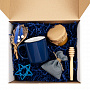 картинка Коробка Grande, крафт с синим наполнением от магазина Одежда+