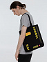 картинка Холщовая сумка с термонаклейками Cautions, черная от магазина Одежда+