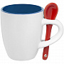 картинка Кофейная кружка Pairy с ложкой, синяя с красной от магазина Одежда+