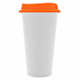 картинка Стакан с крышкой Color Cap White, белый с оранжевым от магазина Одежда+