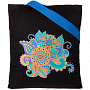 картинка Холщовая сумка «Узор», черная с ярко-синими ручками от магазина Одежда+