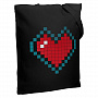 картинка Холщовая сумка Pixel Heart, черная от магазина Одежда+